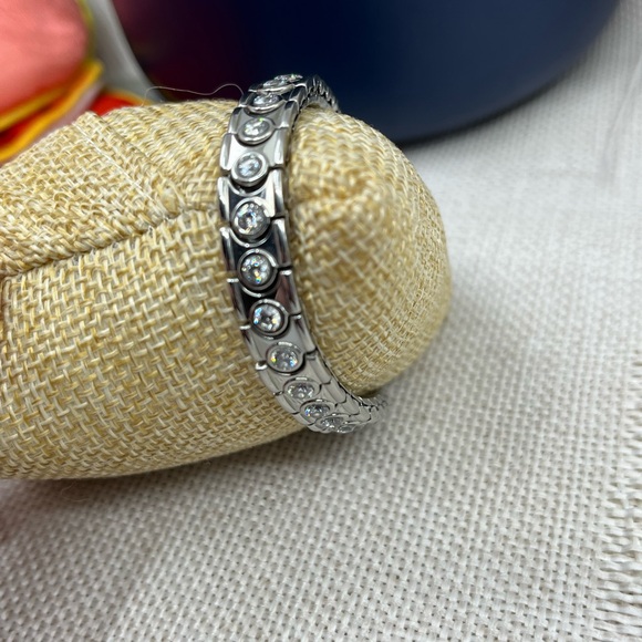 Vintage Stainless Steel CZ Flex Bracelet - Picture 8 of 16